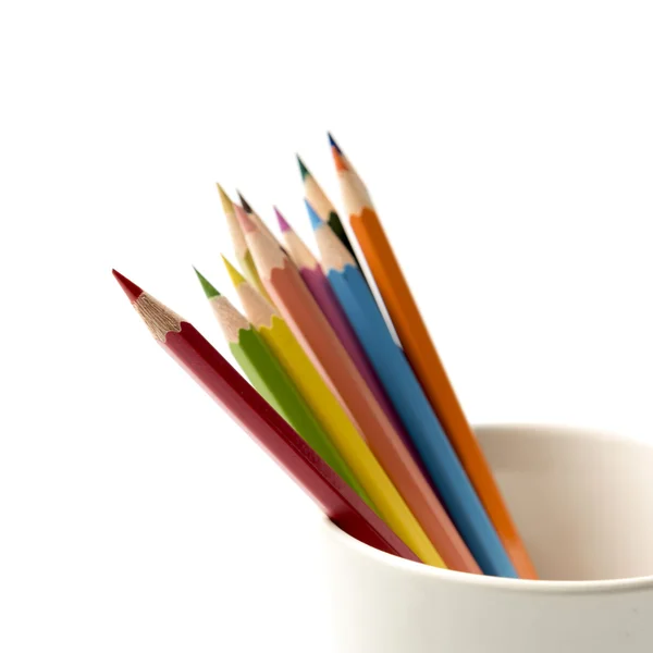 Färgglad penna i mugg — Stockfoto