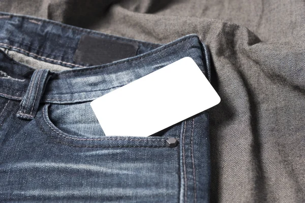 Visitkort i jean ficka — Stockfoto