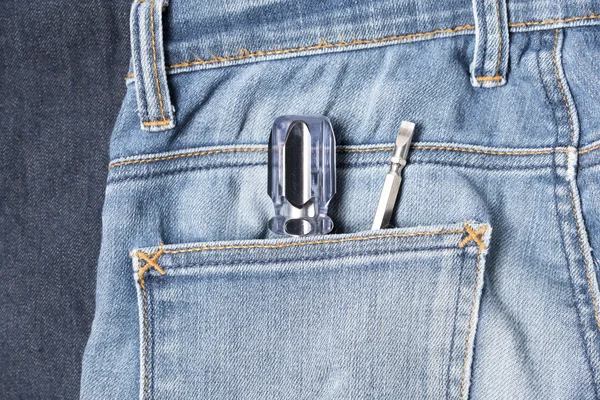 Cacciavite in jeans — Foto Stock