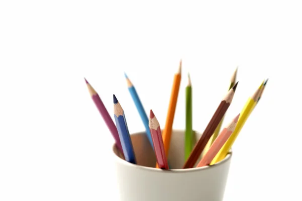 Färgglad penna i mugg — Stockfoto
