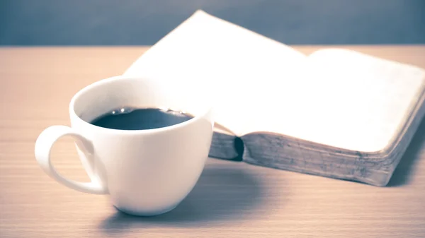 Open book with coffee — Stock Photo, Image