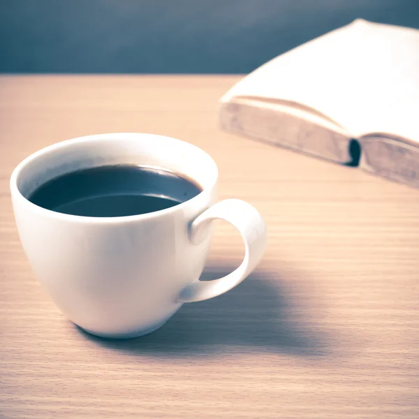 Open book with coffee — Stock Photo, Image