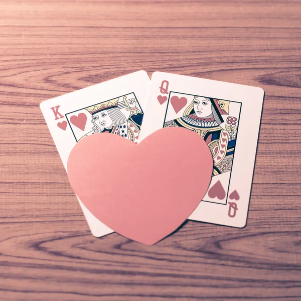 Hjärta och kung queen kort — Stockfoto