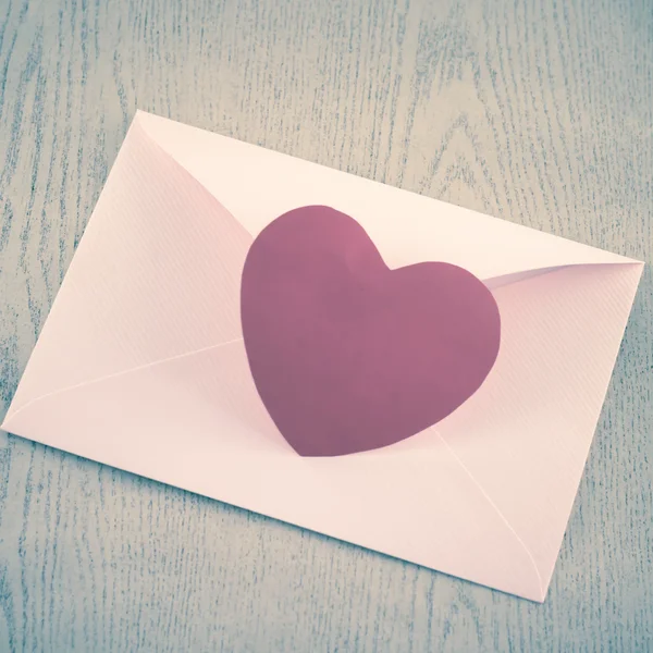 Red heart with pink envelope — Stock Photo, Image