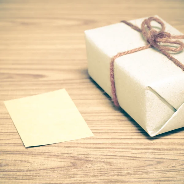 Brown gift box and card — Stock Photo, Image