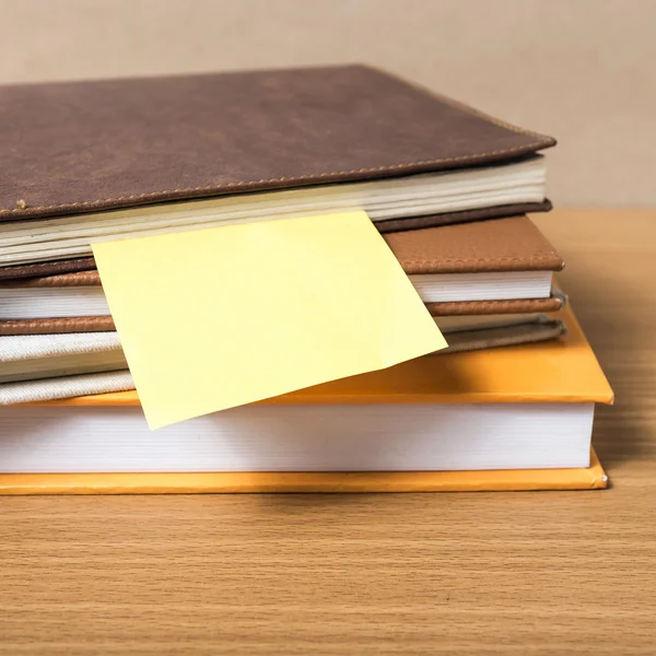 Stack of book with sticky note — Stock Photo, Image