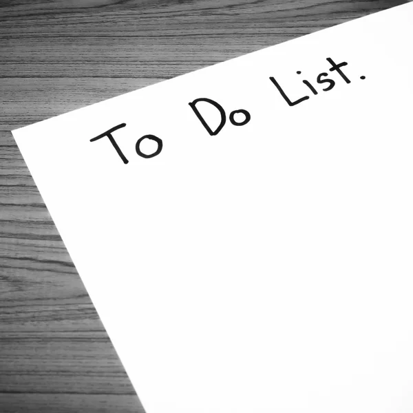 Paper write to do list black and white color tone style — Stock Photo, Image