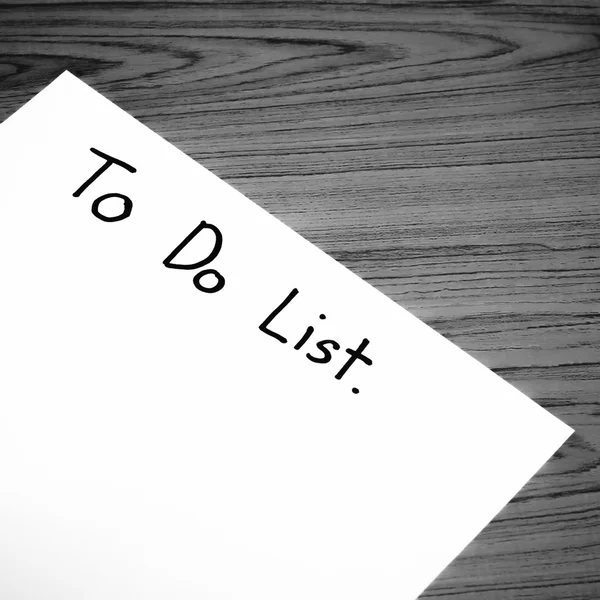 Paper write to do list black and white color tone style — Stock Photo, Image