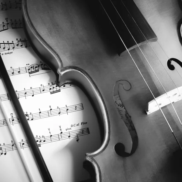 時間を練習ヴァイオリン黒と白の色のトーン スタイル — ストック写真