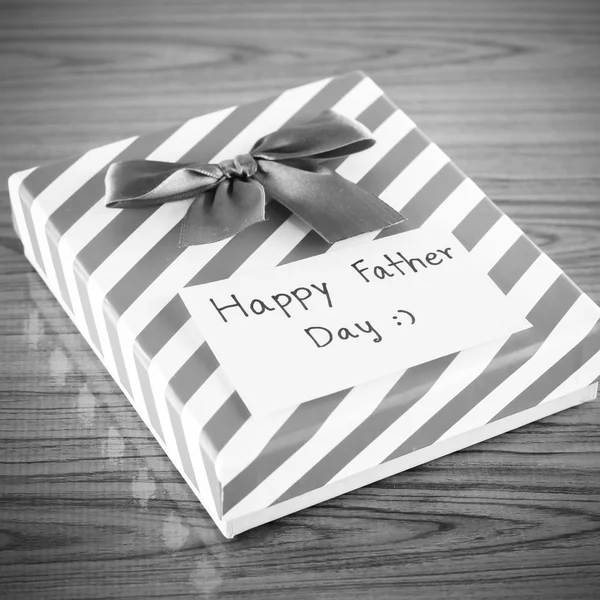 Gift box with card write happy father day black and white color — Stock Photo, Image