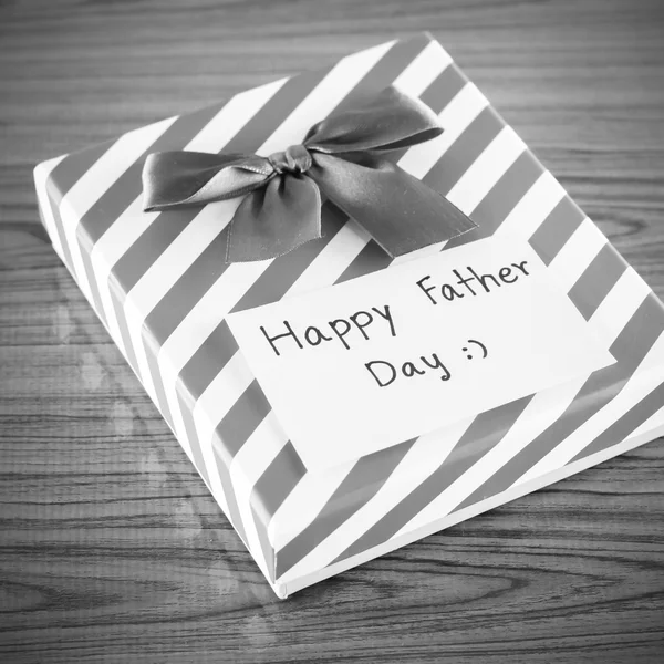 Gift box with card write happy father day black and white color — Stock Photo, Image