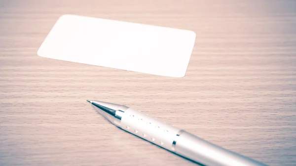 Business card and pen vintage style — Stock Photo, Image