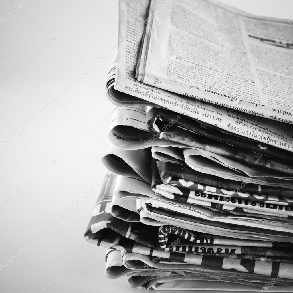 stack of newspaper black and white color tone style