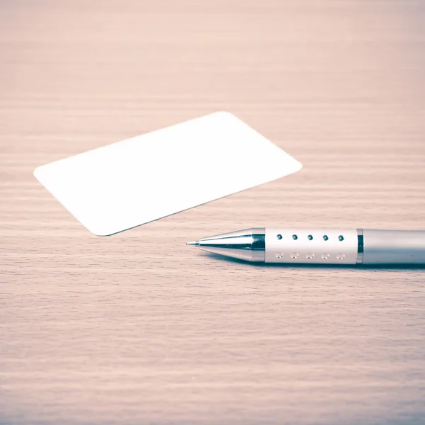 Business card and pen vintage style — Stock Photo, Image