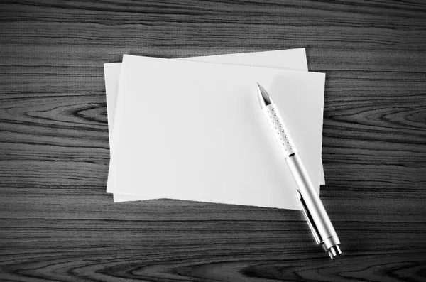 Pen with paper black and white color tone style — Stock Photo, Image