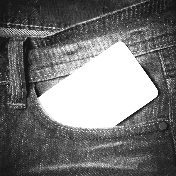 Vizitka v jean pocket černé a bílé tón barvy stylu — Stock fotografie