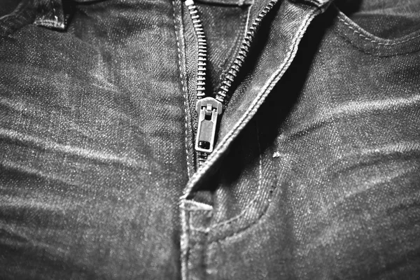 Zip in jean black and white tone color style — Stock Photo, Image