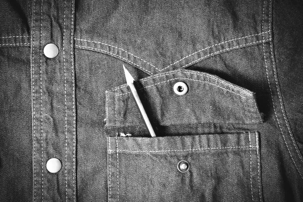 Pencil in jean pocket black and white tone color style — Stock Photo, Image