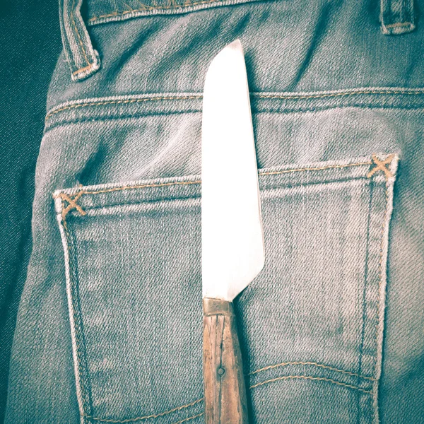 Coltello in stile retrò vintage jean — Foto Stock