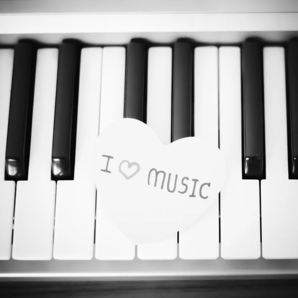 Piano and heart black and white color tone style — Stock Photo, Image