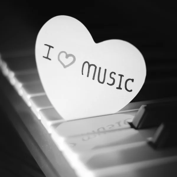 Piano and heart black and white color tone style — Stock Photo, Image