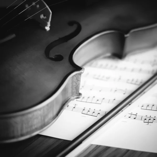 Tiempo para practicar el violín estilo de tono de color blanco y negro — Foto de Stock