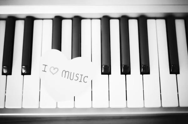 Piano and heart black and white color tone style — Stock Photo, Image