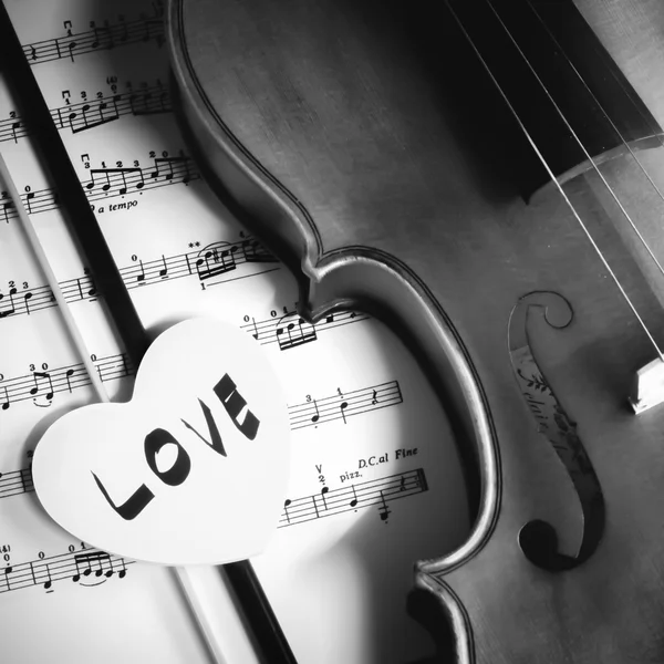 Time to practice violin black and white color tone style — Stock Photo, Image