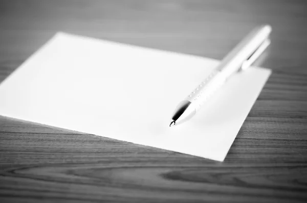 Pen with paper black and white color tone style — Stock Photo, Image