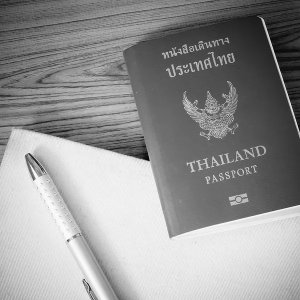 Thaise paspoort zwart-witte kleur Toon stijl — Stockfoto