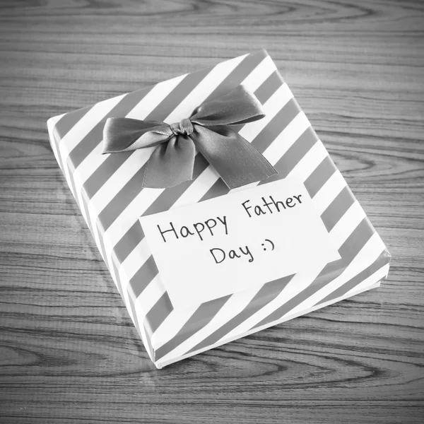 Gift box with card write happy father day black and white color — Stock Photo, Image