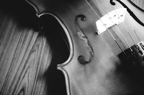 时间练习小提琴黑色和白色的颜色色调风格 — 图库照片