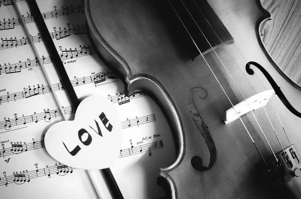 Time to practice violin black and white color tone style — Stock Photo, Image