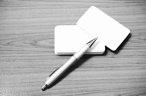 Stack of business with pen black and white color tone style — Stock Photo, Image