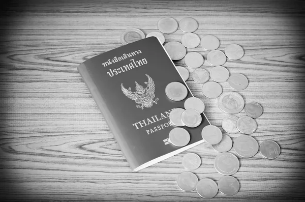 Thaise paspoort zwart-witte kleur Toon stijl — Stockfoto
