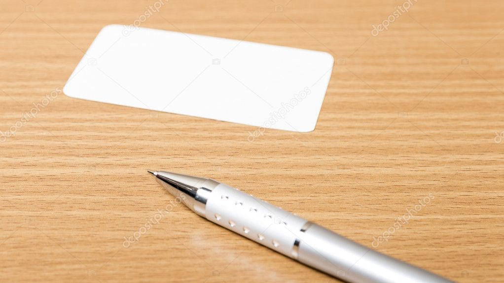 business card and pen