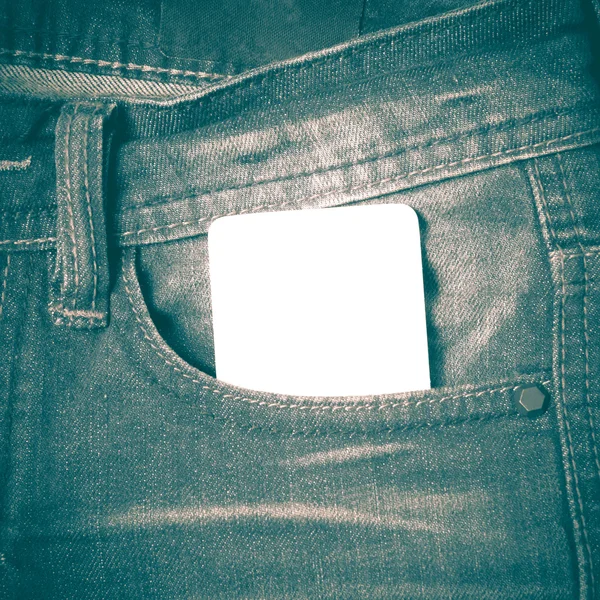 Візитна картка в джинсовому кишені ретро вінтажний стиль — стокове фото