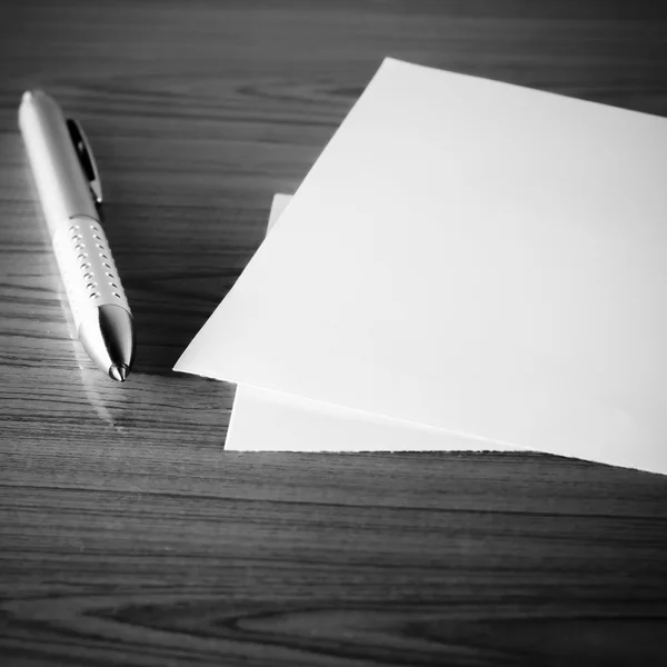 Pen with paper black and white color tone style — Stock Photo, Image