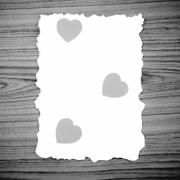 White paper and red heart black and white color tone style — Stock Photo, Image