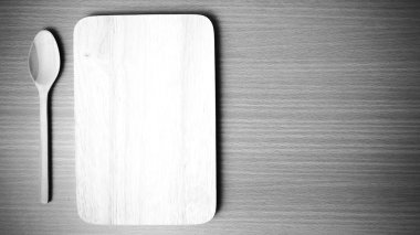 Yönetim Kurulu ve tahta kaşık siyah ve beyaz renk tonu stili kesme