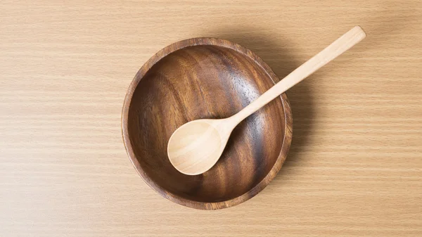 Wood bowl and spoon — Stock Photo, Image