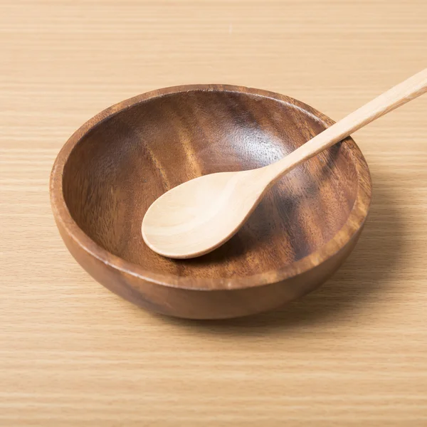 Wood bowl and spoon — Stock Photo, Image