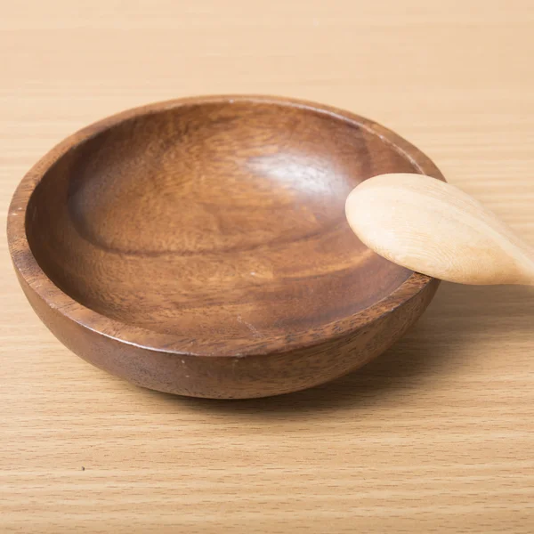 Wood bowl and spoon — Stock Photo, Image