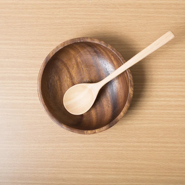 Wood bowl and spoon — Stock Photo, Image