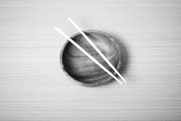 Empty bowl with chopstick black and white color tone style — Stock Photo, Image