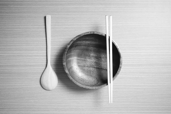 Tigela vazia com chopstick estilo tom de cor preto e branco — Fotografia de Stock