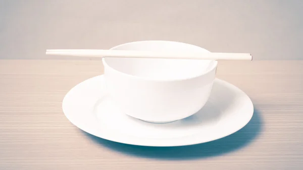 Empty bowl with chopstick vintage style — Stock Photo, Image