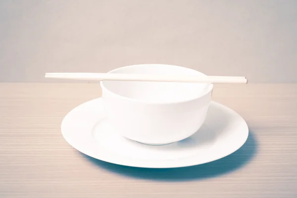 Empty bowl with chopstick vintage style — Stock Photo, Image