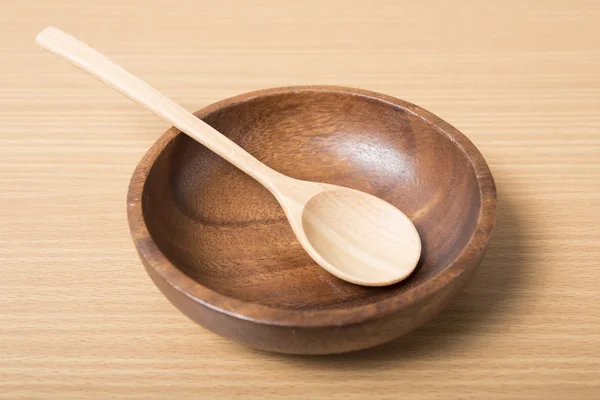 Wood bowl and spoon — Stock Photo, Image