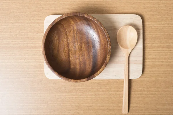 Wood bowl and spoon — Stock Photo, Image